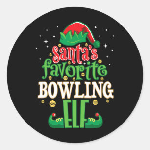 Weihnachts-Weihnachts-Matching Bo, Bowling Elf Runder Aufkleber