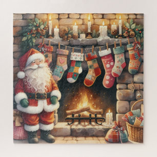 Weihnachts-Weihnachts-Strümpfe am Feuerplatz
