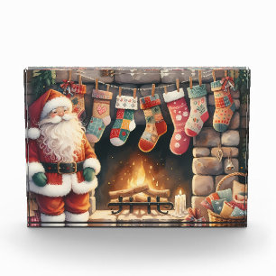 Weihnachts-Weihnachts-Strümpfe am Feuerplatz Fotoblock