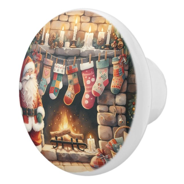 Weihnachts-Weihnachts-Strümpfe am Feuerplatz Keramikknauf (Rechts)