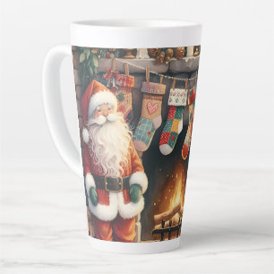 Weihnachts-Weihnachts-Strümpfe am Feuerplatz Milchtasse
