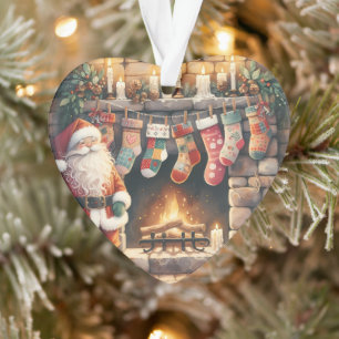 Weihnachts-Weihnachts-Strümpfe am Feuerplatz Ornament