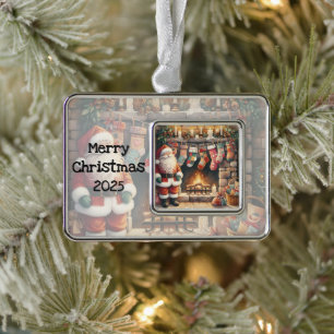 Weihnachts-Weihnachts-Strümpfe am Feuerplatz Rahmen-Ornament Silber