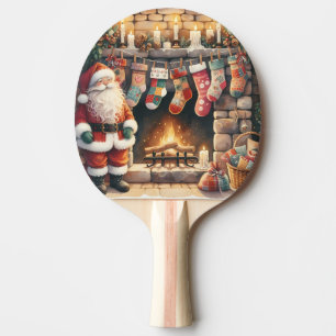 Weihnachts-Weihnachts-Strümpfe am Feuerplatz Tischtennis Schläger