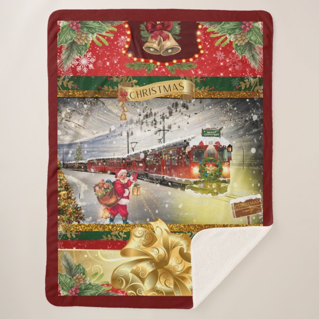 Weihnachts-Weihnachtsbahn-Blanket Sherpadecke (Vorderseite)