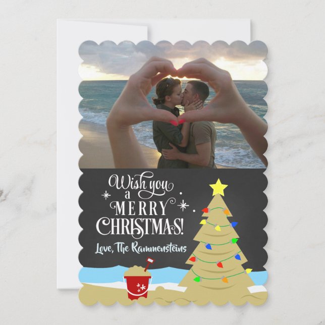 Weihnachts-Weihnachtsbaum Chalkboard Holiday Foto  Ankündigung (Vorderseite)