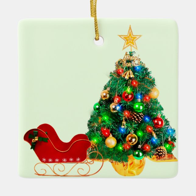 Weihnachts-Weihnachtsbaum Keramikornament (Vorderseite)
