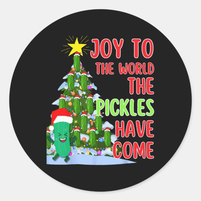 Weihnachts-Weihnachtsbaum Lichter Spaß Pickle Gesc Runder Aufkleber (Vorderseite)