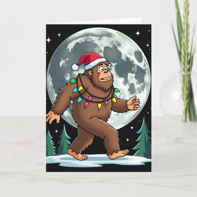 Weihnachts-Weihnachtsbaum-Lichtkarte Bigfoot Karte (Vorderseite)