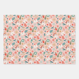Weihnachts-Weihnachtsbaum-Stars-Wrapping Paper-Set Geschenkpapier Set