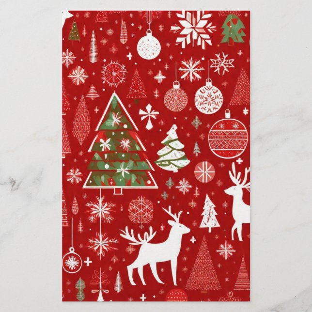 Weihnachts Weihnachtsbäume Schneeflocke Briefpapier (Vorderseite)