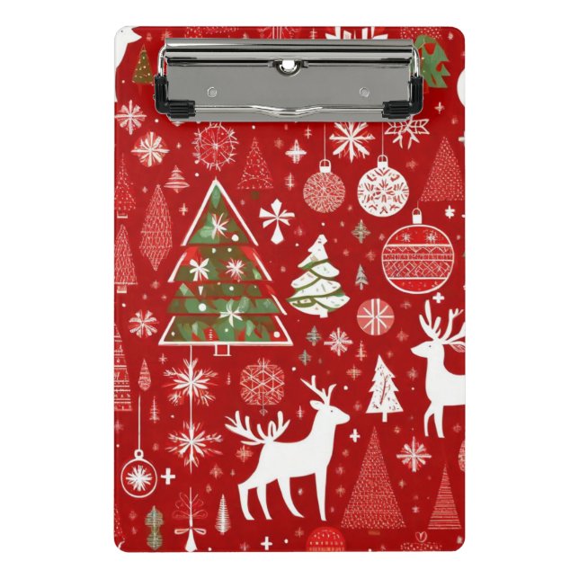 Weihnachts Weihnachtsbäume Schneeflocke Mini Klemmbrett (Vorderseite)