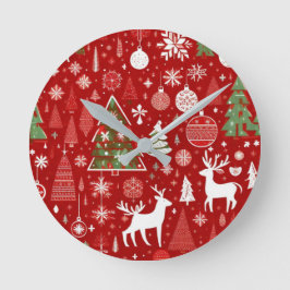 Weihnachts Weihnachtsbäume Schneeflocke Runde Wanduhr