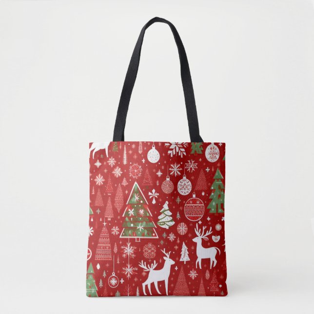 Weihnachts Weihnachtsbäume Schneeflocke Tasche (Vorderseite)