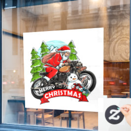 Weihnachts-Weihnachtsbiker-Fenster Fensteraufkleber