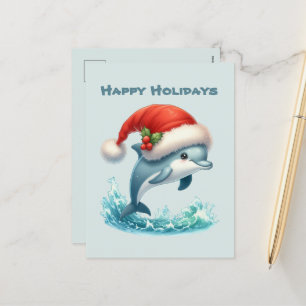 Weihnachts-Weihnachtsbotschaft Delphin Feiertagspostkarte