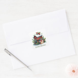 Weihnachts-Weihnachtsbriefbox hinzufügen Quadratischer Aufkleber