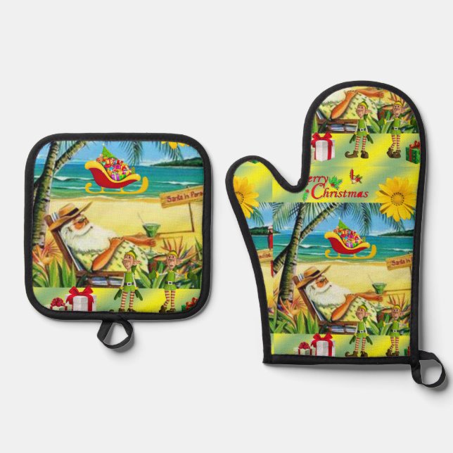 Weihnachts-Weihnachtsbummbum-Mitt & Pot Holders Ov Ofenhandschuh & Topflappen-Set (Vorderseite)
