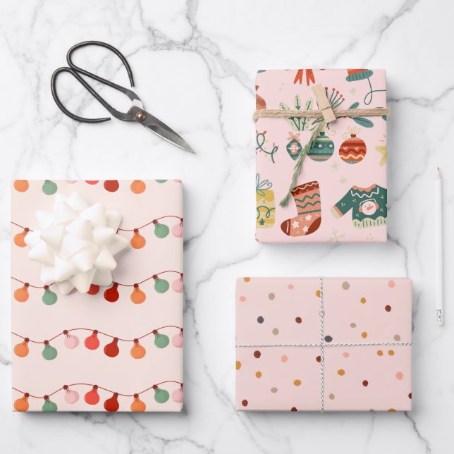 Weihnachts-Weihnachtsdekorationspapier Geschenkpapier Set (Vorderseite)
