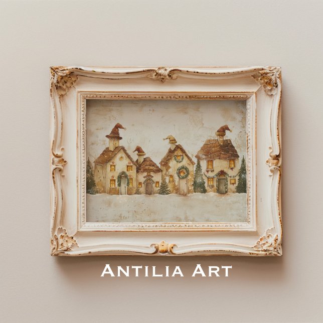 Weihnachts-Weihnachtsdorf Malerei Whimsical Xmas Poster (Von Creator hochgeladen)