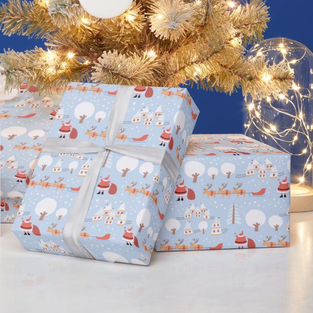 Weihnachts-Weihnachtsdorf und Fun Rentier Geschenkpapier (Feiertage)