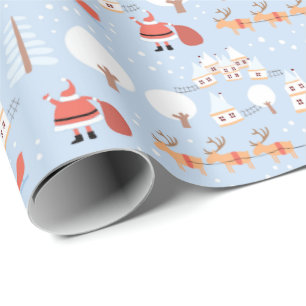 Weihnachts-Weihnachtsdorf und Fun Rentier Geschenkpapier