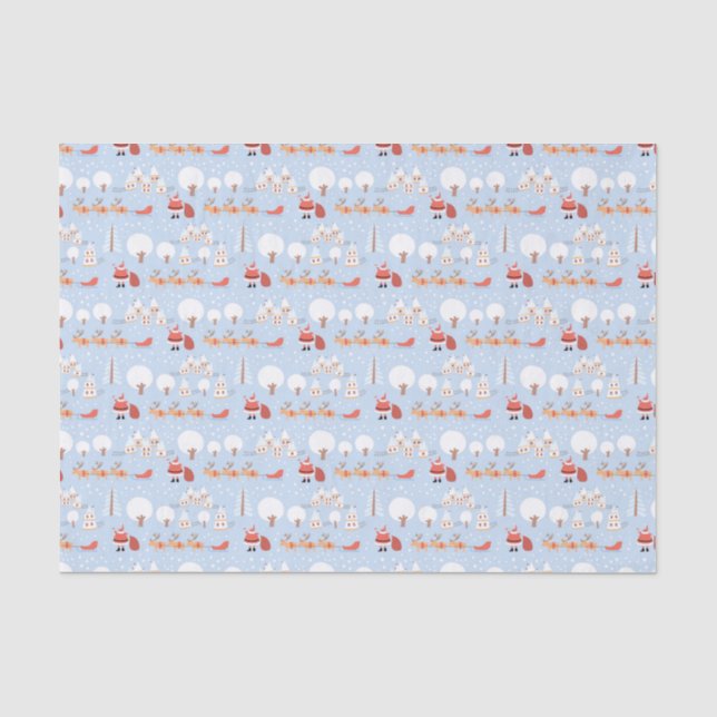 Weihnachts-Weihnachtsdorf und Fun Rentier Seidenpapier (Vorderseite)