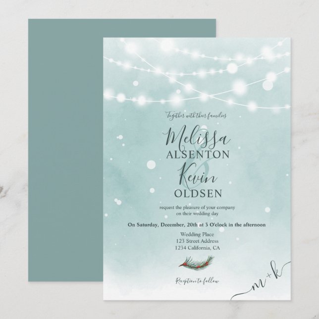Weihnachts-Weihnachtseis-Bläschen Hochzeit Einladung (Vorne/Hinten)