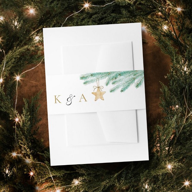 Weihnachts-Weihnachtsfeier mit Aquarellkiefern Einladungsbanderole (Von Creator hochgeladen)