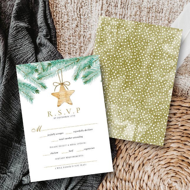 Weihnachts-Weihnachtsfeier mit Aquarellkiefern RSVP Karte (Von Creator hochgeladen)