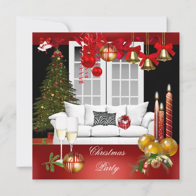Weihnachts Weihnachtsfeier Rote weiße Bälle Einladung (Vorderseite)