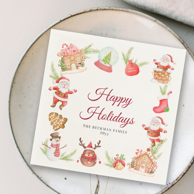 Weihnachts-Weihnachtsfeier Serviette (Santa Gingerbread House Xmas Holiday Party Napkins)