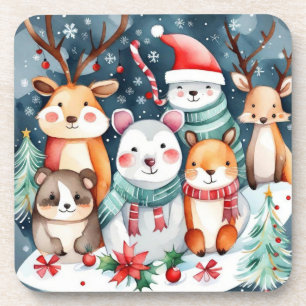 Weihnachts-Weihnachtsfeiertage - niedliche Tiere Getränkeuntersetzer