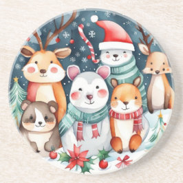 Weihnachts-Weihnachtsfeiertage - niedliche Tiere Getränkeuntersetzer