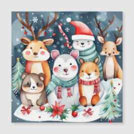 Weihnachts-Weihnachtsfeiertage - niedliche Tiere Magnetkarte