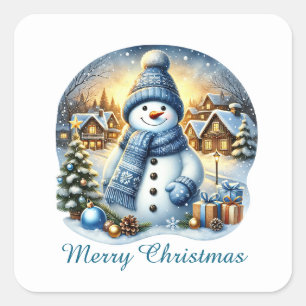 Weihnachts-Weihnachtsfest für Schneemann Quadratischer Aufkleber