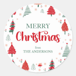 Weihnachts-Weihnachtsfest im Baummuster Skandinavi Runder Aufkleber