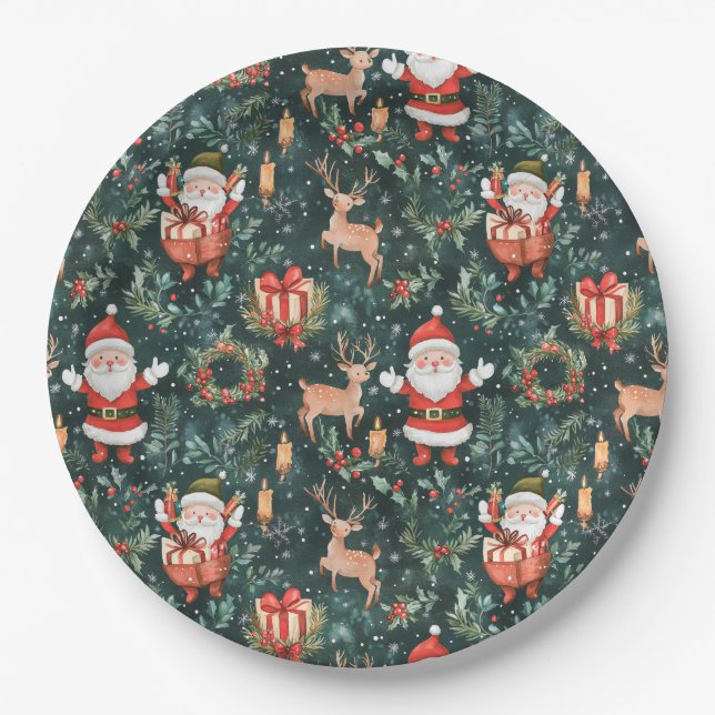 Weihnachts-Weihnachtsfest Pappteller (Vorderseite)