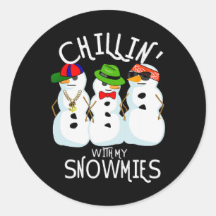 Weihnachts-Weihnachtsfest Snowman Chillin mit mein Runder Aufkleber