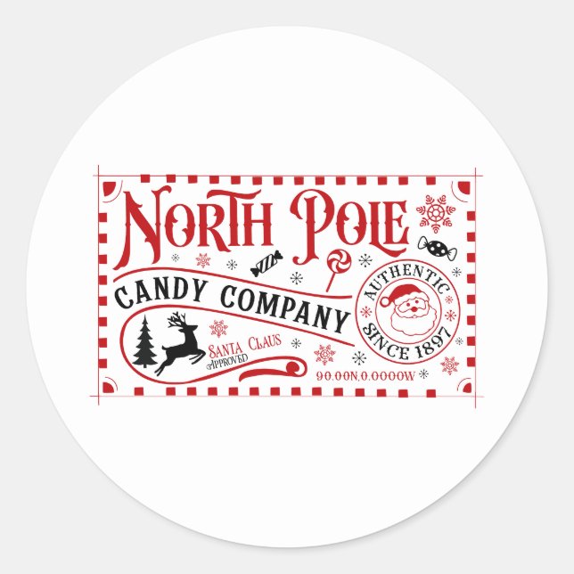 Weihnachts-Weihnachtsfirma Nordpol Runder Aufkleber (Vorderseite)