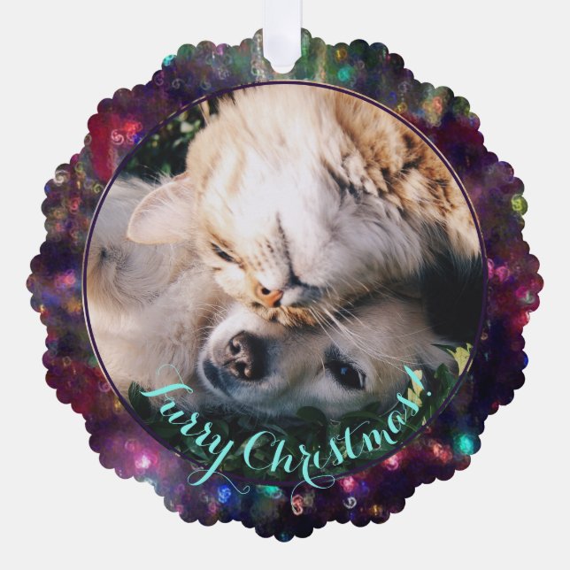 Weihnachts-Weihnachtsfoto-Vorlage Ornament Karte (Vorderseite)