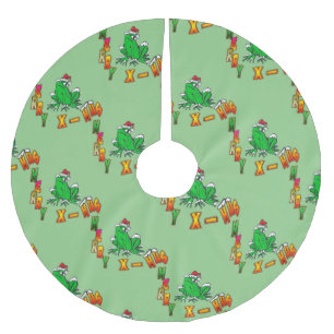 Weihnachts-Weihnachtsfrosch-Cartoon Polyester Weihnachtsbaumdecke