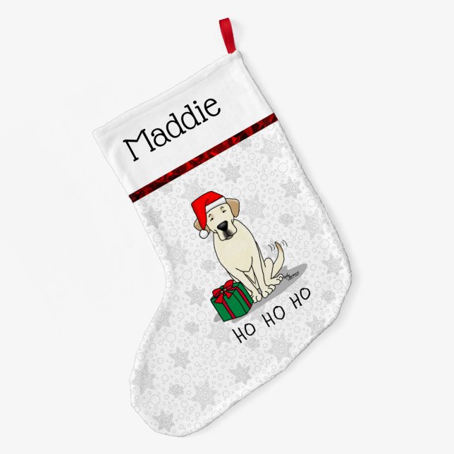 Weihnachts-Weihnachtsgelb-Labrador Niedlich Großer Weihnachtsstrumpf (Rückseite (Hängend))