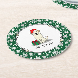 Weihnachts-Weihnachtsgelb-Labrador Niedlich Runder Pappuntersetzer
