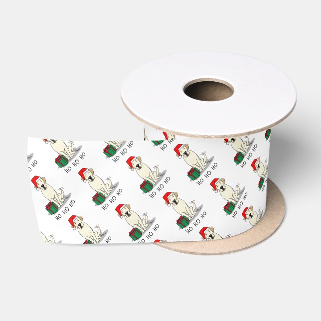 Weihnachts-Weihnachtsgelb-Labrador Niedlich Satinband (Spule)