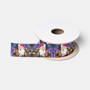Weihnachts-Weihnachtsgeschenk Ribbon Santa mit Ren Satinband