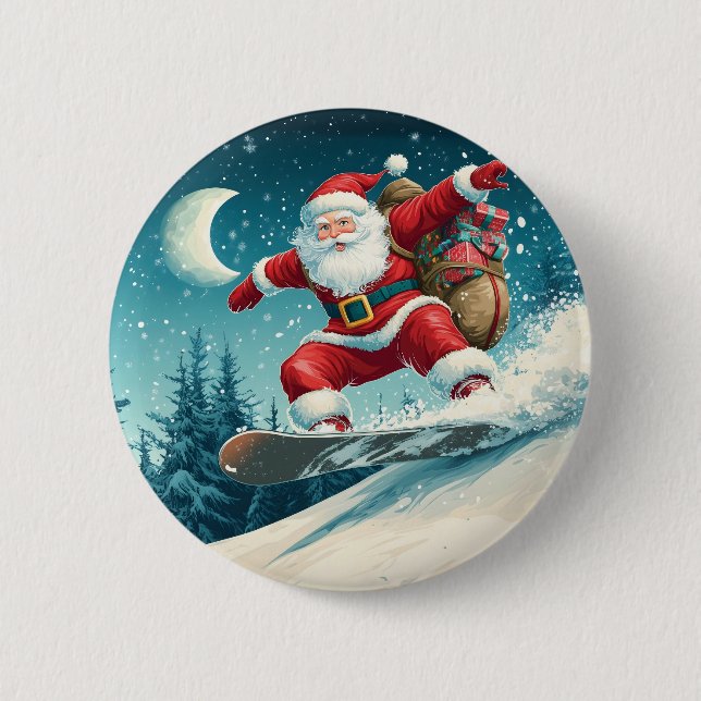 Weihnachts-Weihnachtsgeschenke auf Snowboard Button (Vorderseite)