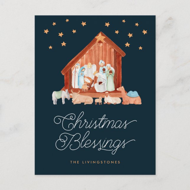 Weihnachts-Weihnachtsgesegnung Foto Religiös Feiertagspostkarte (Vorderseite)