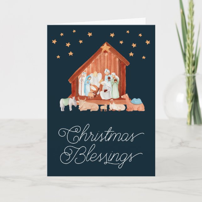 Weihnachts-Weihnachtsgesegnung Religiös Feiertagskarte (Vorderseite)
