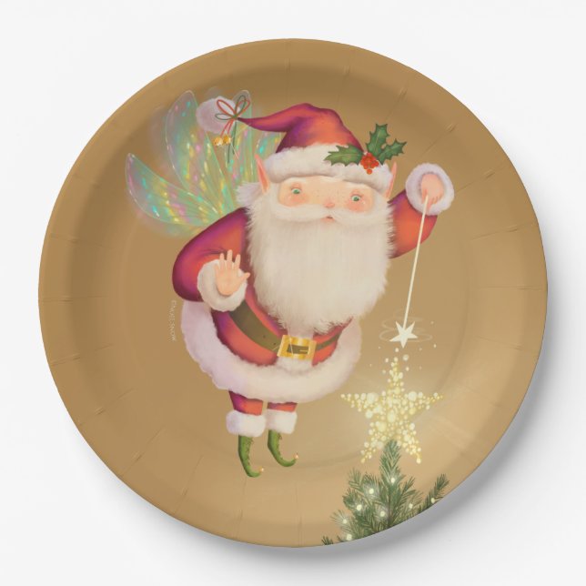 Weihnachts-Weihnachtsgold-Papierplatte Pappteller (Vorderseite)